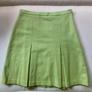 Agnes B NWOT Vintage Pleated Wool Angora Mini Skirt, Avocado Green, 26